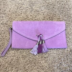 White House Black Market Lavender Suede Clutch